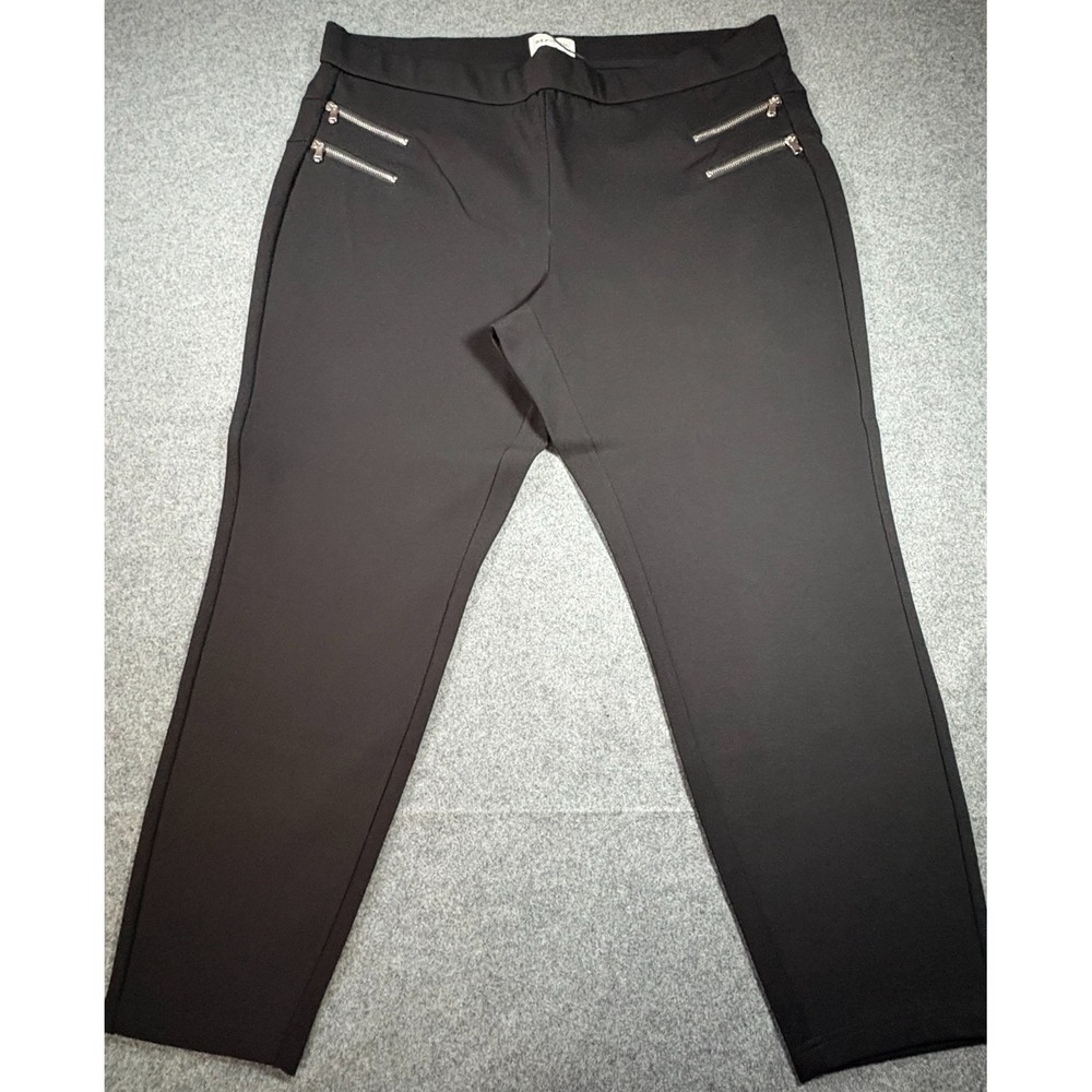For The Republic Black Ponte Leggings 3X NWT Stretch Pull On Zip Detail